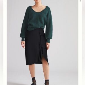 Anthropologie Maeve Black
Flounced Midi Skirt Size 12 New With Tag